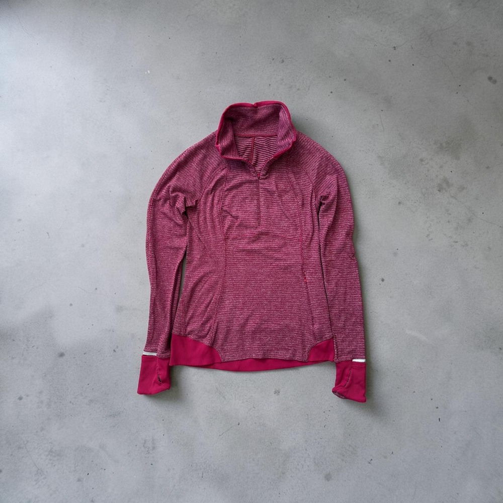 Lululemon Rest Less 1/4 Zip Pullover Berry Pink Space Dye Running Top Size 4